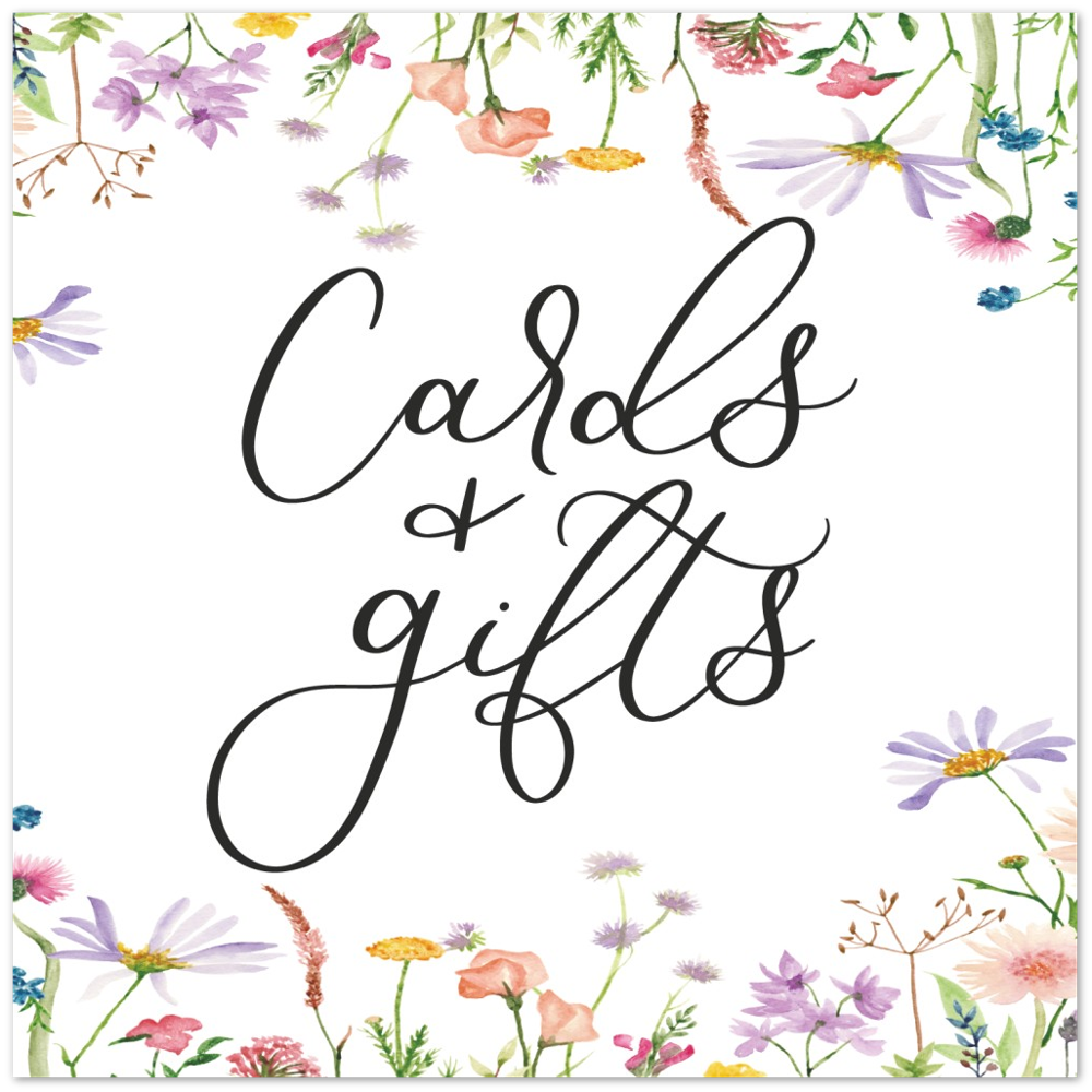 12x12 Foam Cards & Gifts Wildflower Bridal Shower Sign