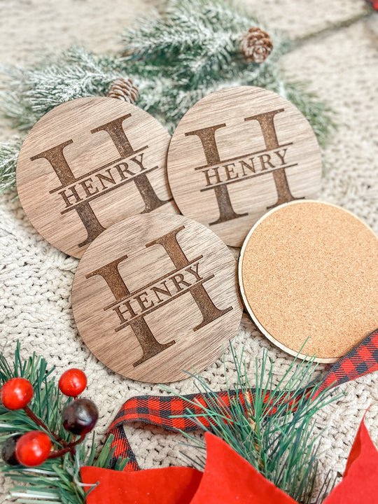 Custom Last Name Engraved Coasters