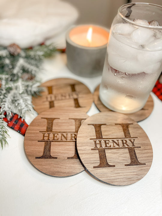 Custom Last Name Engraved Coasters