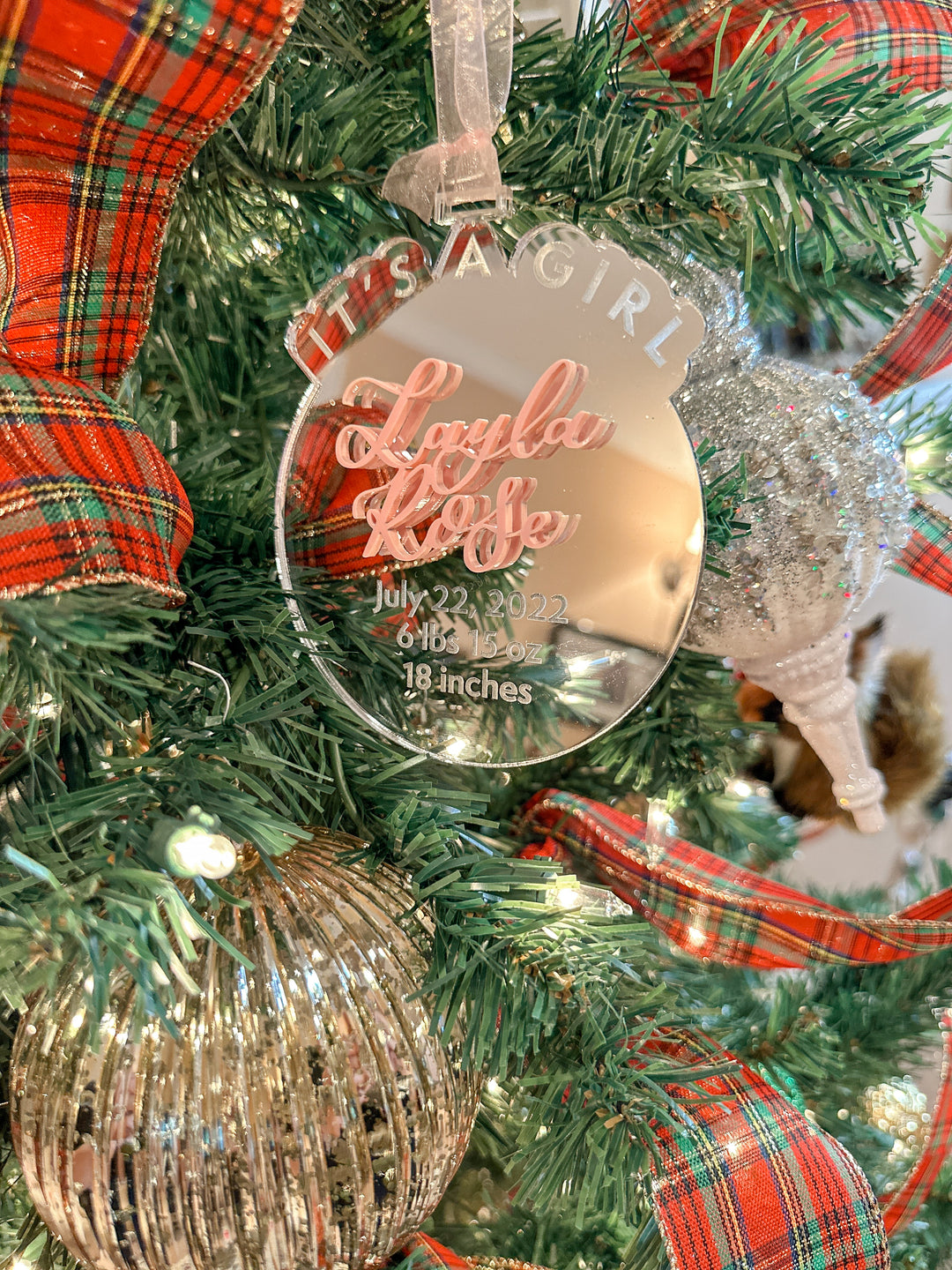 Baby Girl Birth Statistic Ornament