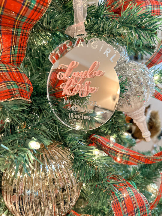 Baby Girl Birth Statistic Ornament
