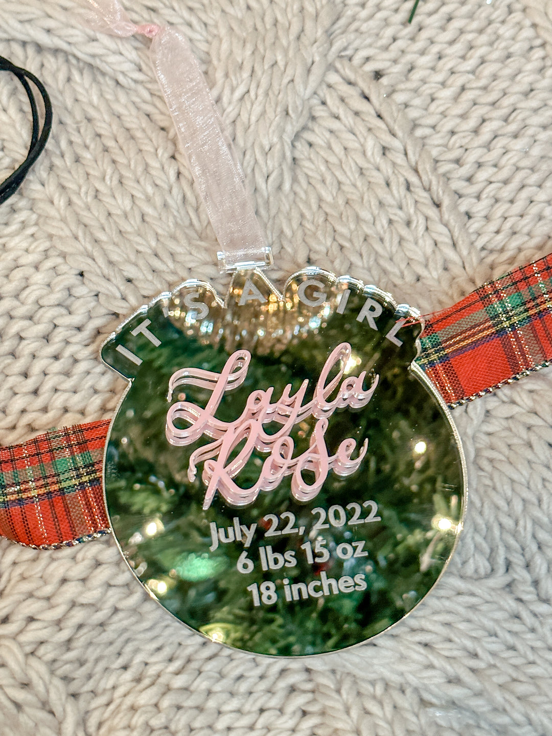 Baby Girl Birth Statistic Ornament