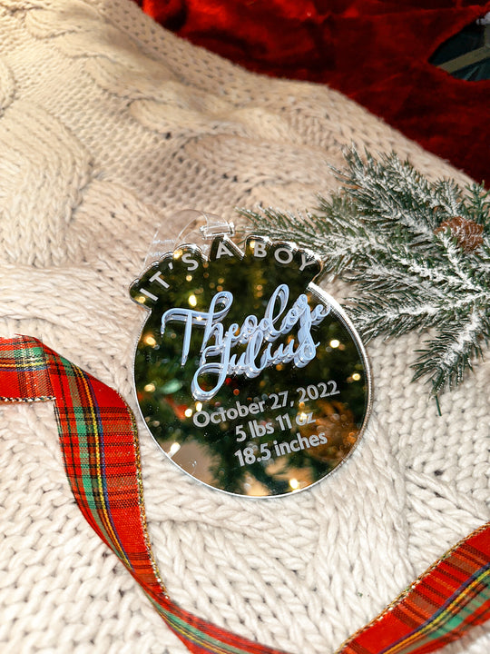 Baby Boy Birth Statistic Ornament