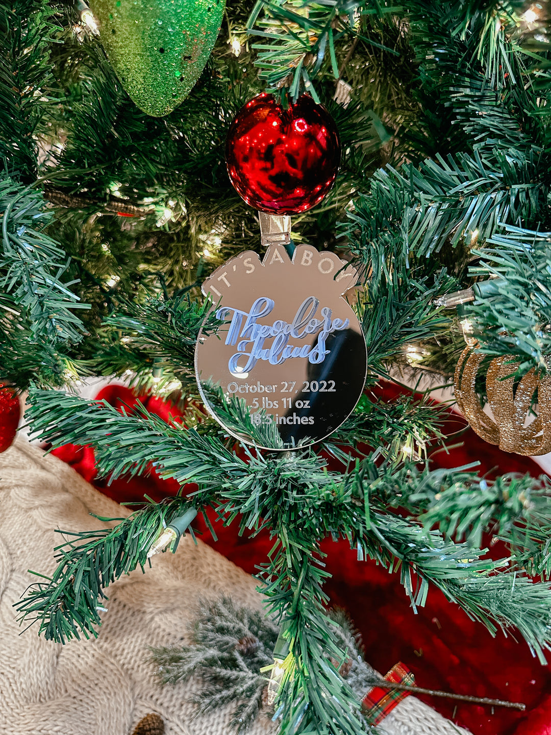 Baby Boy Birth Statistic Ornament