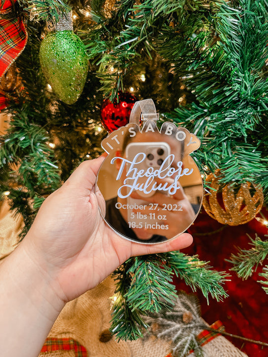 Baby Boy Birth Statistic Ornament