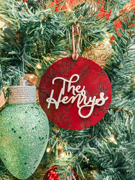 Last Name Laser Cut Ornament