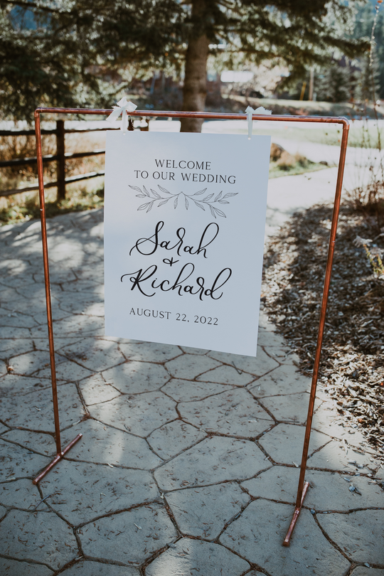 Modern Wedding Foam Welcome Sign, Greenery Welcome Sign, Olive Branch Wedding Welcome Sign, Black and White Wedding Welcome Sign
