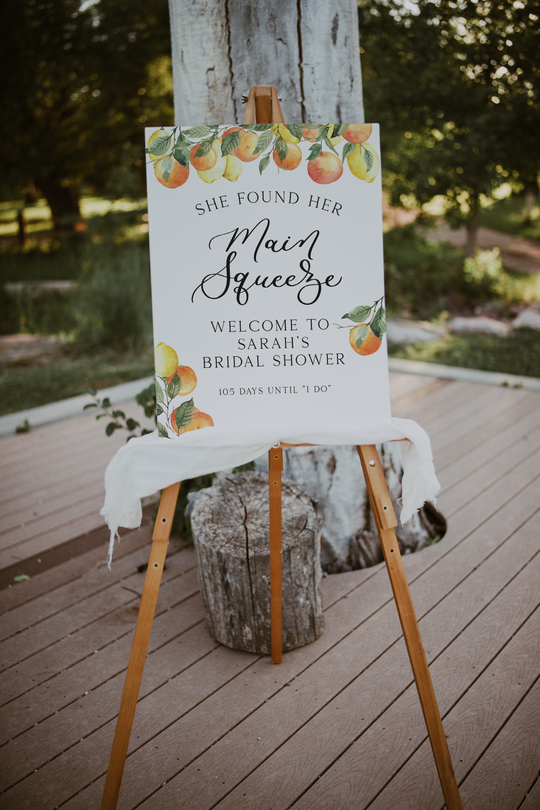 Citrus Bridal Shower Foam Welcome Sign, She Found Her Main Squeeze Welcome Sign