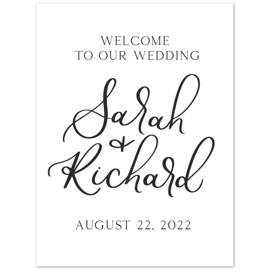 Modern Welcome Sign, Foam Board Welcome Sign, Black and White Wedding Decor, Minimalistic Wedding Welcome Sign