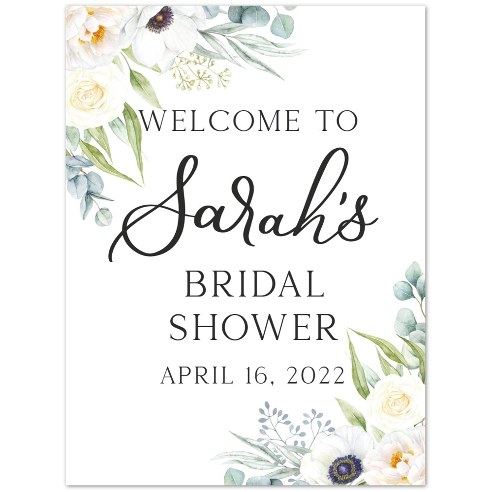 White Floral Bridal Shower Foam Welcome Sign, Floral Bridal Shower, Bridal Shower Welcome Sign