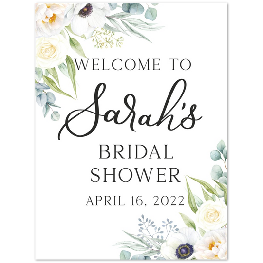 White Floral Bridal Shower Foam Welcome Sign, Floral Bridal Shower, Bridal Shower Welcome Sign
