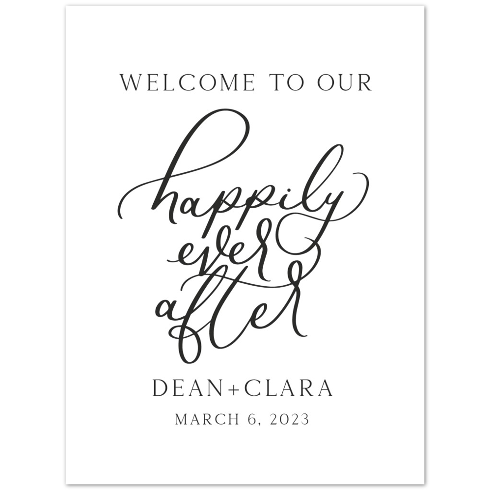 Minimalist Wedding Foam Welcome Sign, Welcome Sign Modern, Welcome to our Happily Ever After, White & Black Wedding
