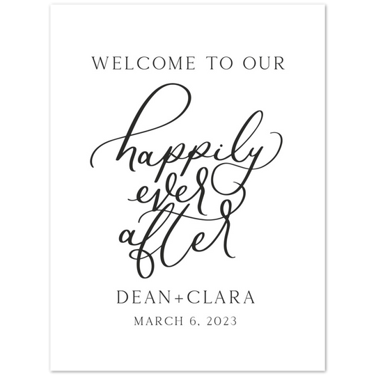 Minimalist Wedding Foam Welcome Sign, Welcome Sign Modern, Welcome to our Happily Ever After, White & Black Wedding