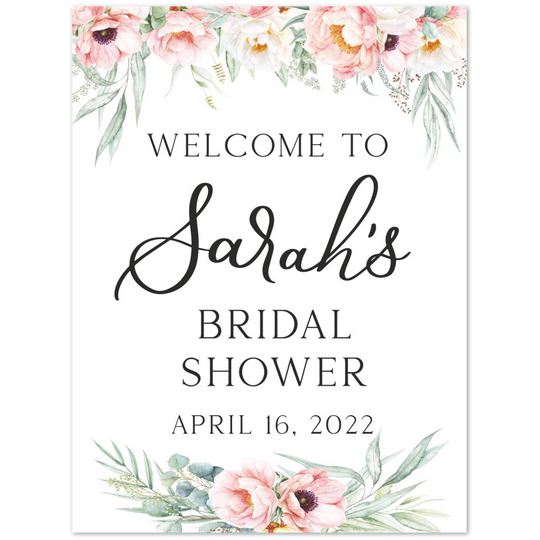 Pink Floral Bridal Shower Welcome Sign, Foam Bridal Shower Welcome Sign, Spring Bridal Showe