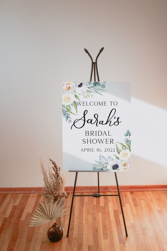 White Floral Bridal Shower Foam Welcome Sign, Floral Bridal Shower, Bridal Shower Welcome Sign